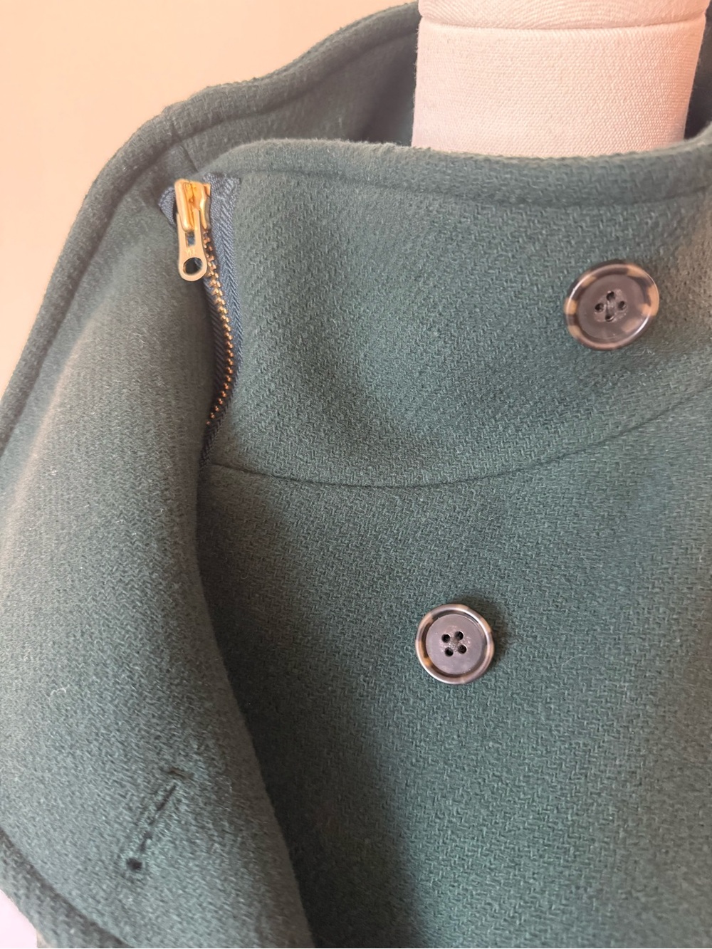 J. Crew Italian Stadium Cloth Wool Coat Forest Green Funnel Neck 18 Nello Gori - Picture 6 of 15